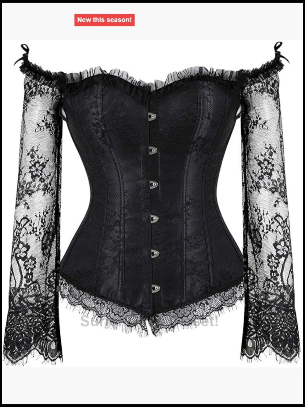 Off Shoulder Lace Sleeve Corset Top Bustier Victorian Hourglass